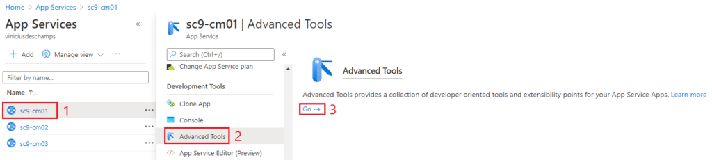 azure app services advanced tools go blog vinicius deschamps