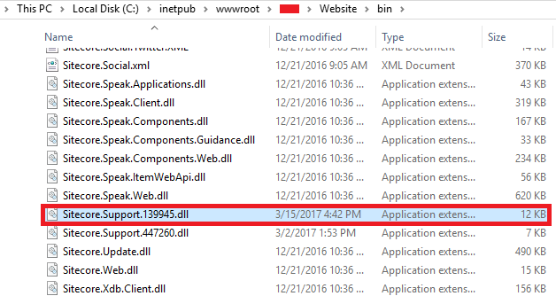 Adding Sitecore Sitecore.Support.139945.dll bin folder Blog Vinicius Deschamps
