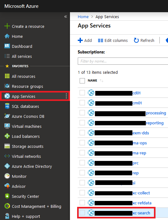 Azure Portal App Services xConnect Search Blog Vinicius Deschamps