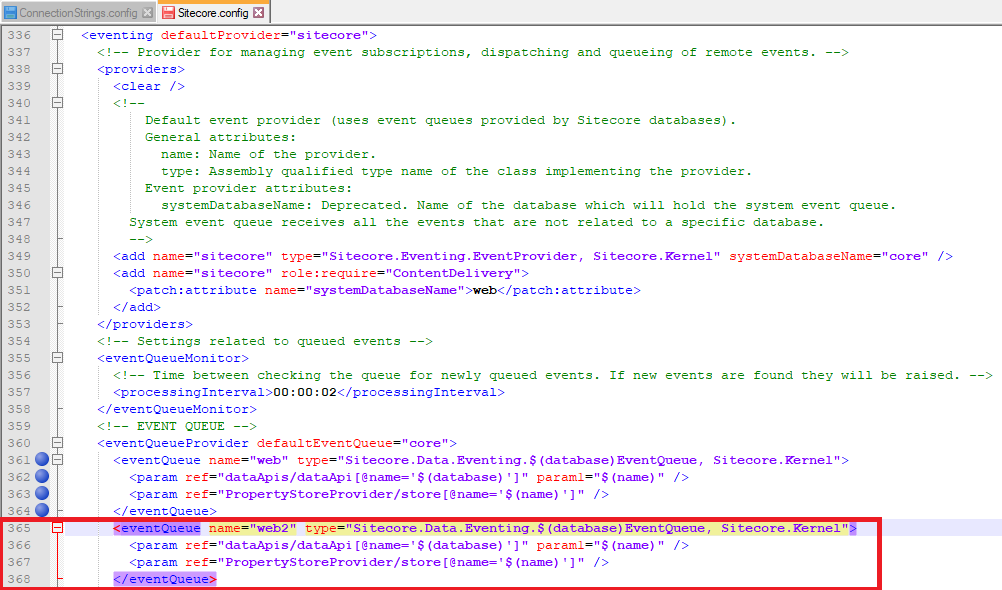 Sitecore Config Modify Values for New Event Queue Blog Vinicius Deschamps