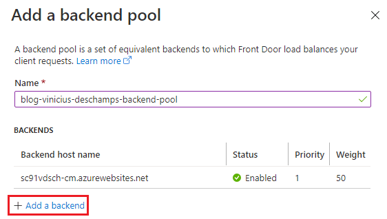 azure create a front door add a backend pool repeat add a backend app services blog vinicius deschamps